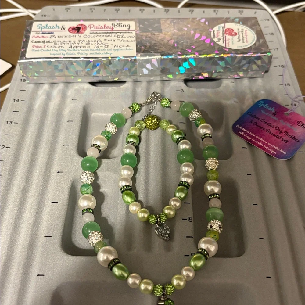 Handmade Beaded Dog Necklace and Matching Owner Bracelet Set - Picture 4 of 9